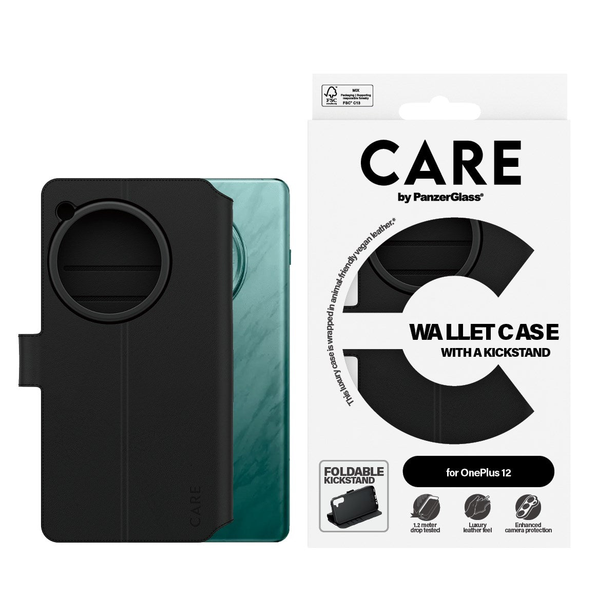 CARE by PanzerGlass® Feature Wallet Case w. Kickstand OnePlus 12